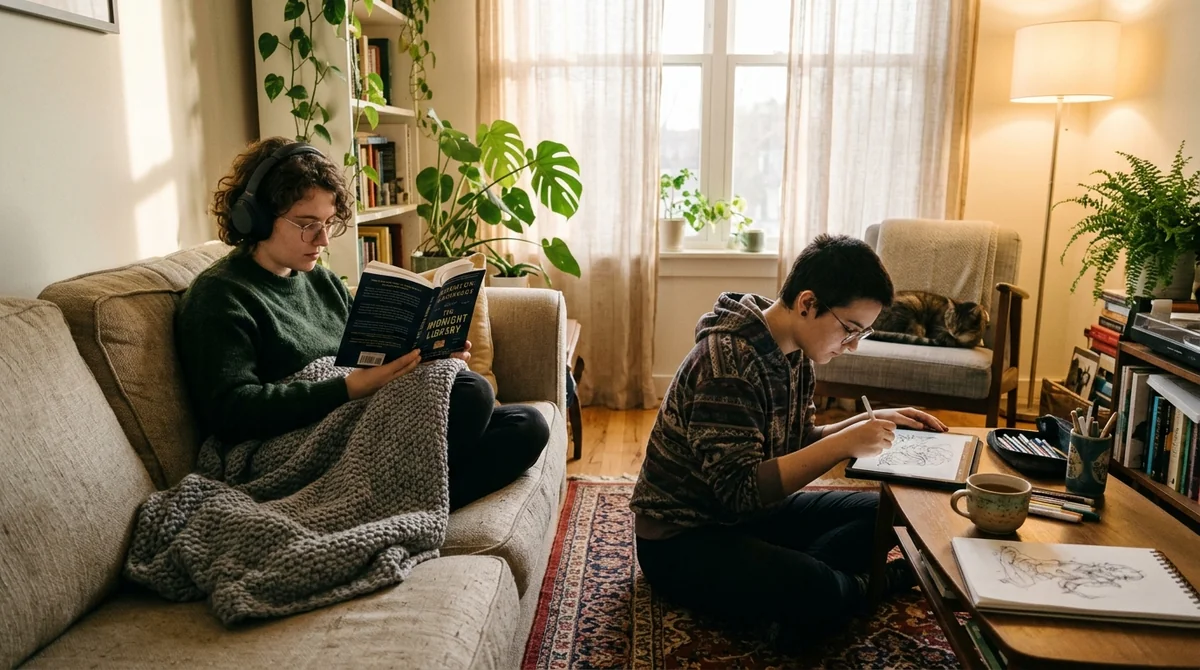 Autistic adults participating in side-by-side parallel hanging out