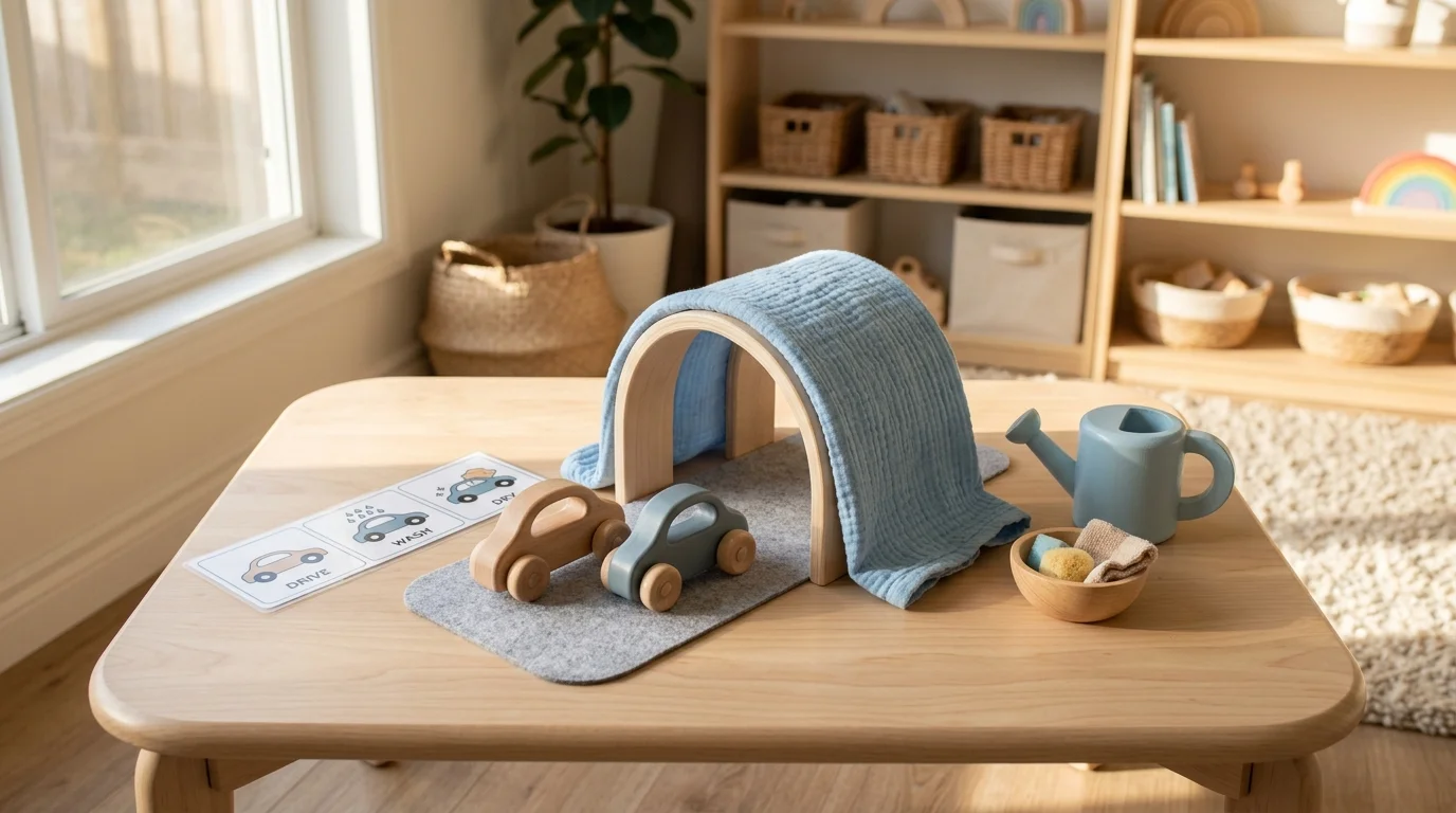 Sensory-Friendly Play Routine and Toy Car Wash Setup