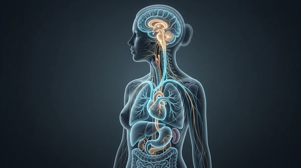 Illustration of the human nervous system and vagus nerve